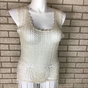 Crochet sweater ivory color size large.